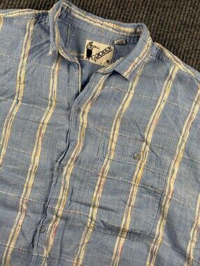 Vintage Goouch Short Sleeve Button Up Shirt Mens XL 100% Cotton Patchwork Aztec